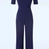 Abigail Crossover Jumpsuit In Marineblauw-Surkana Hot