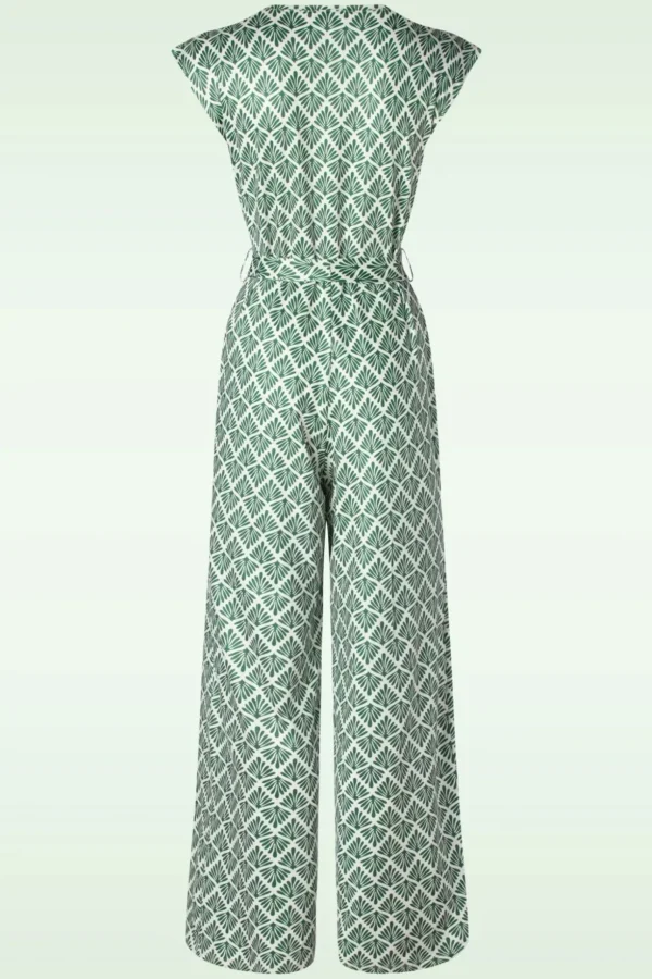 Adeline Jumpsuit In Legergroen En Gebroken Wit-Smashed Lemon Clearance