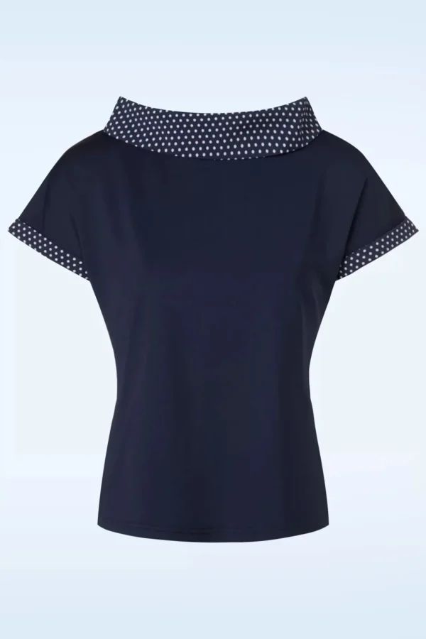 Alicia Blouse In Marineblauw-Banned Retro Best Sale