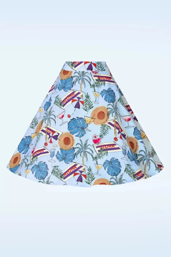 Aloha Swing Rok In Blauw-Banned Retro New