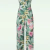 Alyssa Tropical Jumpsuit In Mint Groen-Vintage Chic for Topvintage Store