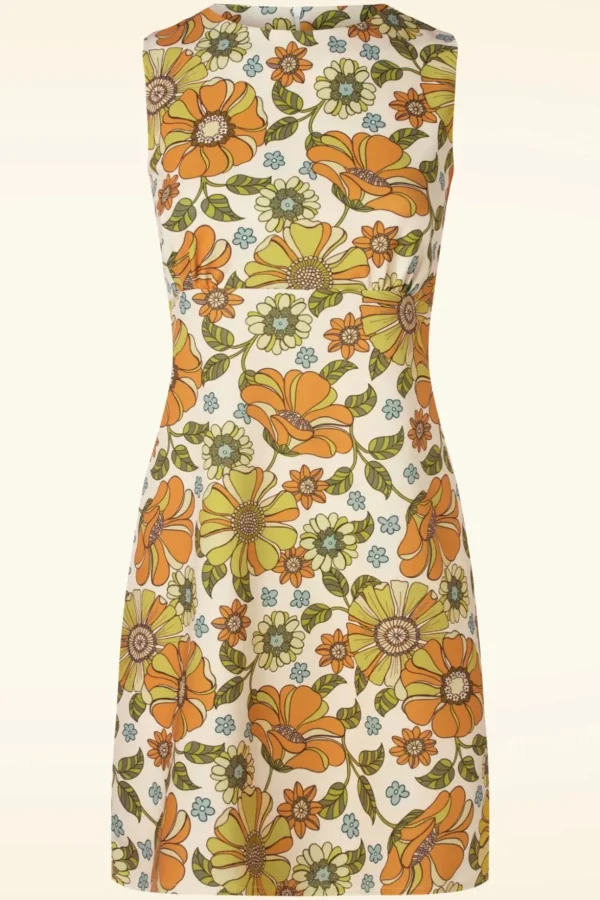 Amy Bloemen Jurk In Oranje En Groen-Vintage Chic for Topvintage Discount