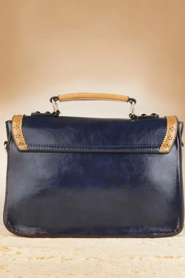 Antieke Messenger Bag In Blauw-Banned Retro New