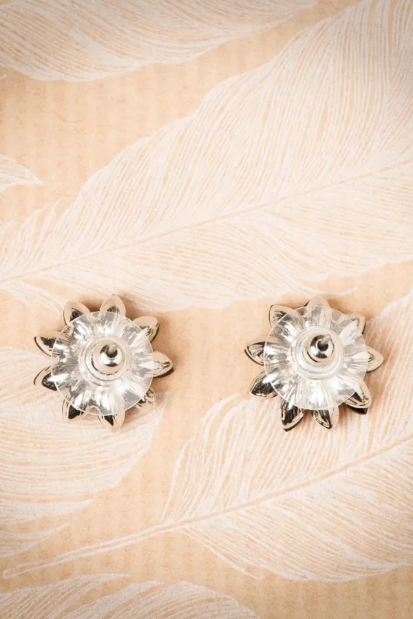 Audrey Jet Flower Stud Oorbellen In Zwart En Zilver-Lovely Best Sale