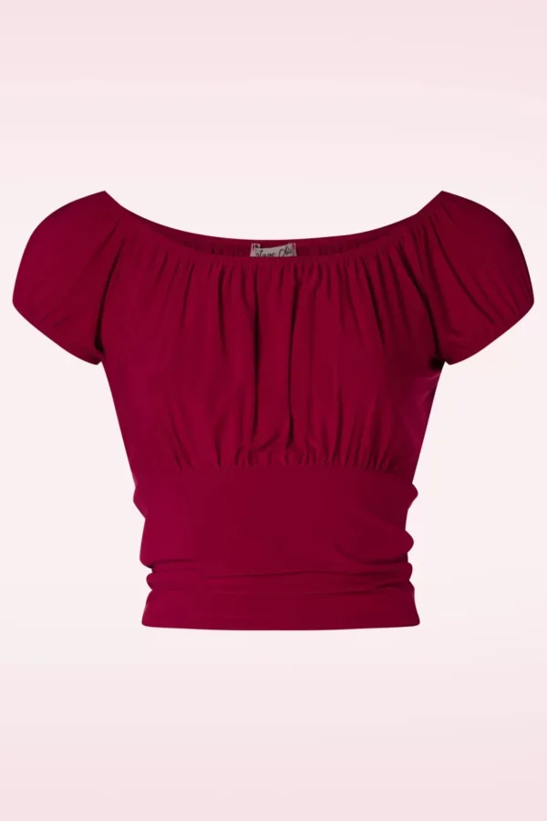 Belinda Off-Shoulder Top In Rood-Vintage Chic for Topvintage Best