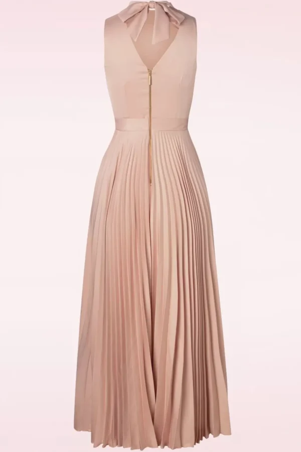 Bella Geplooide Maxi Jurk In Blush Pink-Closet London Sale