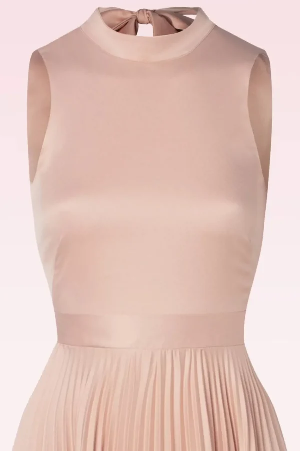 Bella Geplooide Maxi Jurk In Blush Pink-Closet London Sale