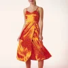 Bella Midi Jurk In Oranje-Minueto Discount