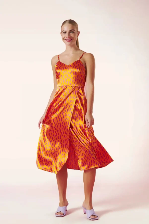 Bella Midi Jurk In Oranje-Minueto Discount