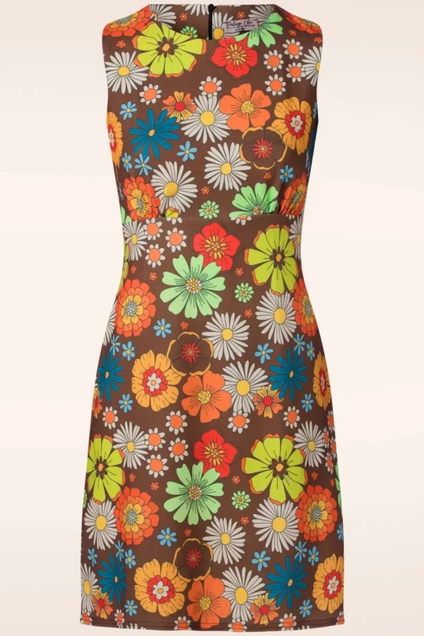 Betty Bloemen Jurk In Bruin-Vintage Chic for Topvintage New