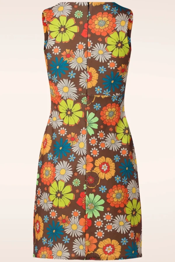 Betty Bloemen Jurk In Bruin-Vintage Chic for Topvintage New