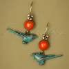 Birdie Vergulde Oorbellen In Blauw En Rood-Urban Hippies Store