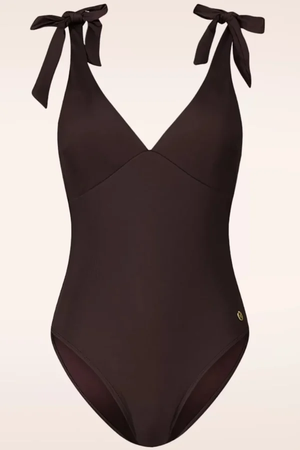 Bow Rib Badpak In Chocolade-TC Beach New