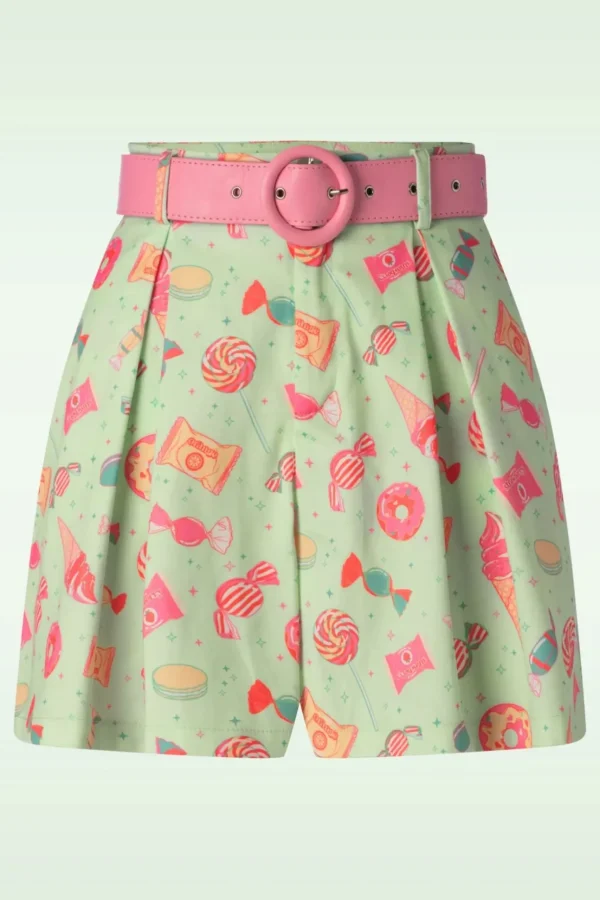 Candy Belted Shorts In Mint-Vixen New