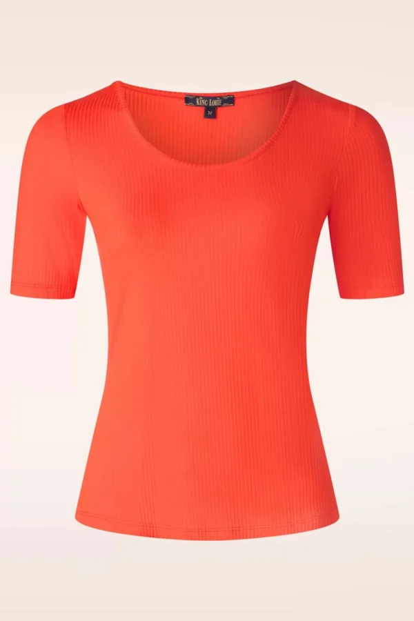 Carice Uni Rib Top In Zon Oranje-King Louie Flash Sale