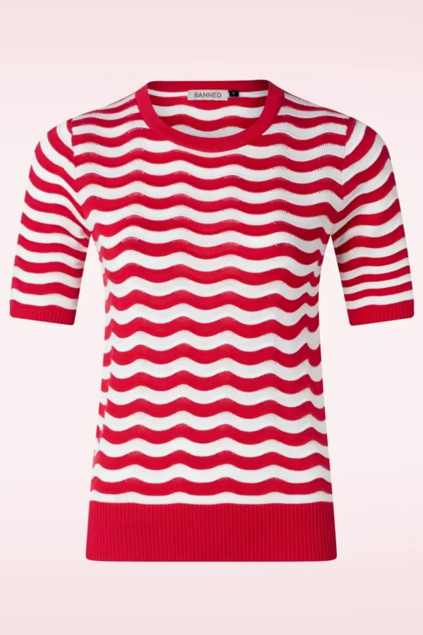 Catching Waves Jumper In Rood-Banned Retro Best Sale