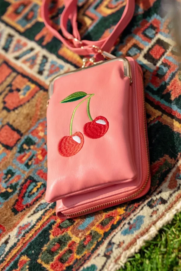 Cherry Pie Crossbody Telefoontasje In Koraalroze-Banned Retro Cheap