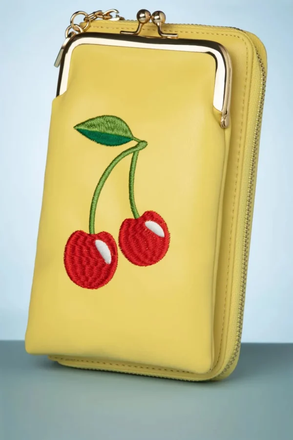 Cherry Pie Crossbody Telefoontasje In Geel-Banned Retro Clearance