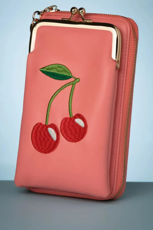 Cherry Pie Crossbody Telefoontasje In Koraalroze-Banned Retro Cheap