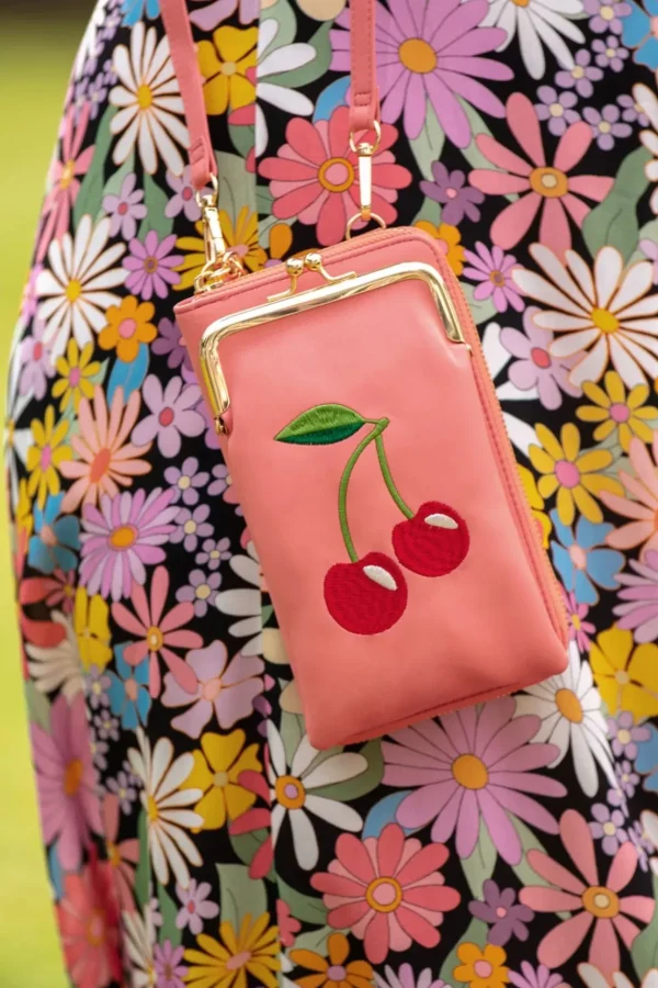 Cherry Pie Crossbody Telefoontasje In Koraalroze-Banned Retro Cheap