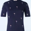 Cocktail Hour Jumper In Marineblauw-Banned Retro Discount