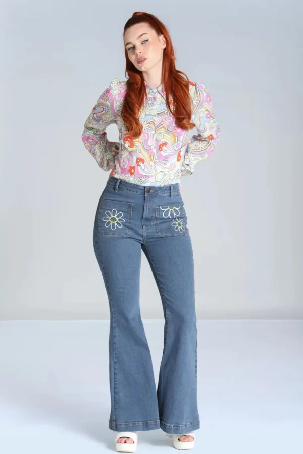 Daisy Flower Power Jeans In Licht Blauw-Bunny Flash Sale