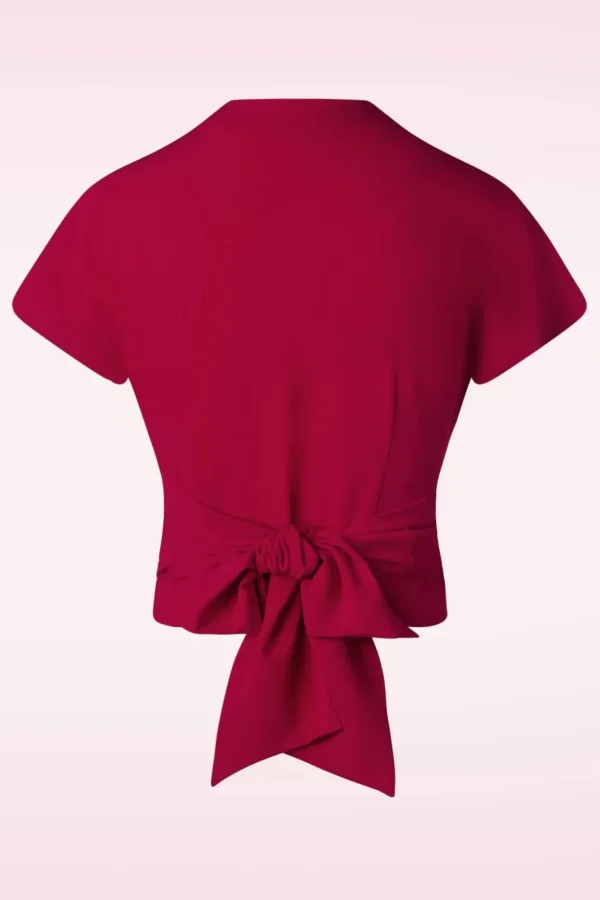 Darla Wikkelblouse Met Korte Mouwen In Rood-Rock N Romance Sale