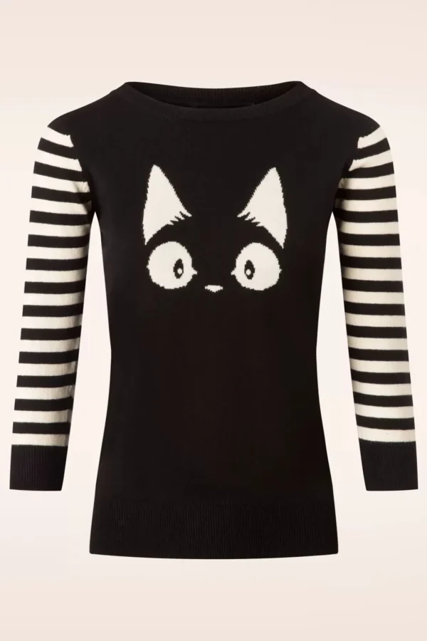 Debbie Cat Gestreepte Trui In Zwart-Mak Sweater Clearance