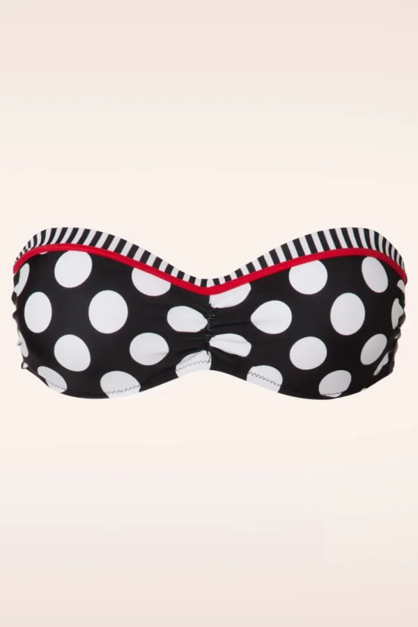 Debra Halterbikinitop Met Polkadotstrepen In Zwart En Wit-Belsira Store