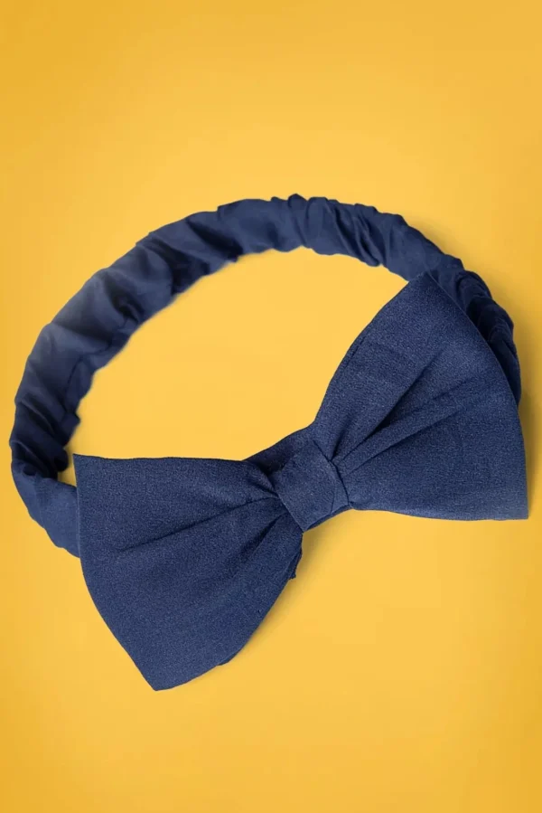 Dionne Bow-Hoofdband In Marineblauw-Banned Retro Store