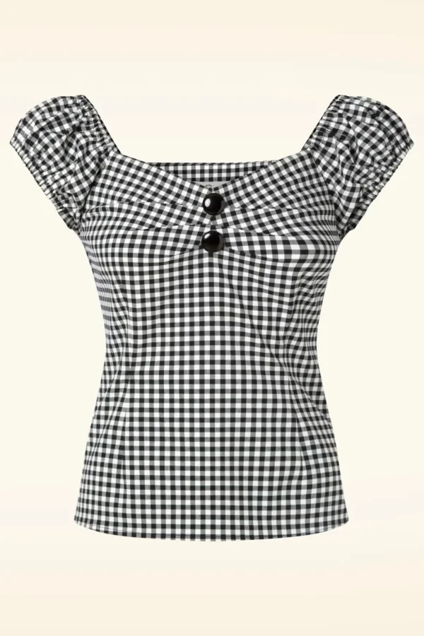 Dolores Gingham Top In Zwart En Wit-Collectif Clothing Discount