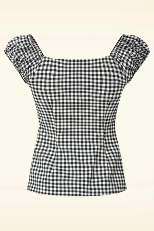 Dolores Gingham Top In Zwart En Wit-Collectif Clothing Discount