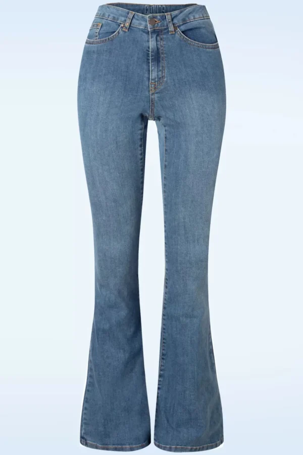 Dora Flared Broek In Lichtblauwe Denim Wassing-Cloud9 Store