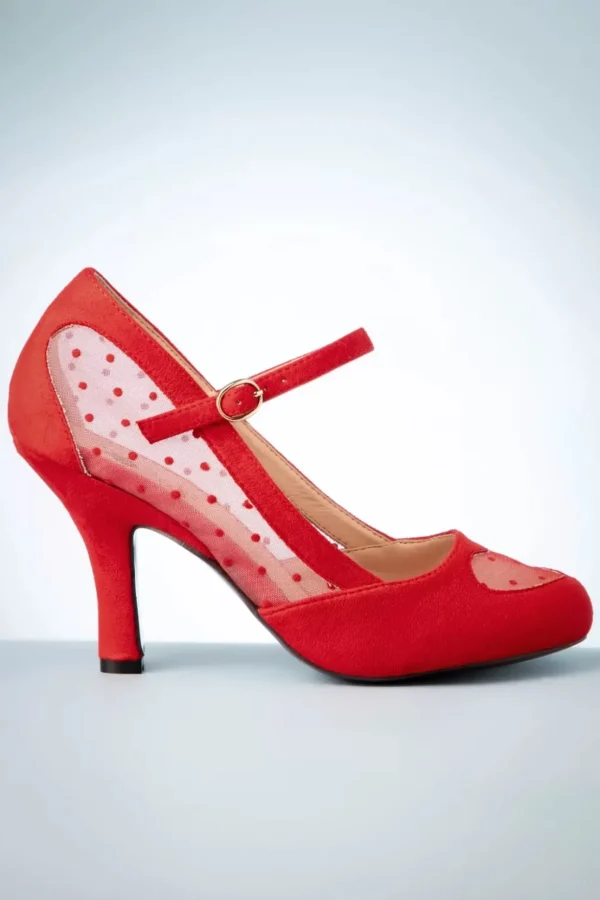 Elegante Spots Pumps In Rood-Banned Retro Outlet