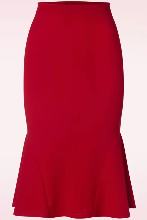 Ellie Crepe Pencil Rok In Rood-Vintage Chic for Topvintage Best