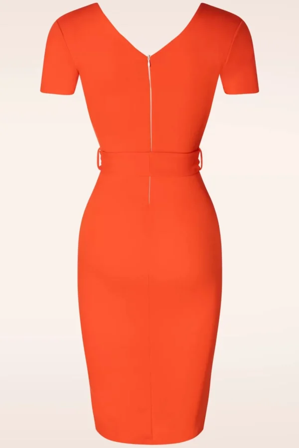 Evie Pencil Jurk In Oranje-Vintage Chic for Topvintage Online