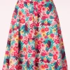 Floral Cat Flare Rok In Multi-Vixen Hot