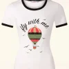 Fly With Me T-Shirt In Gebroken Wit-Banned Retro Best