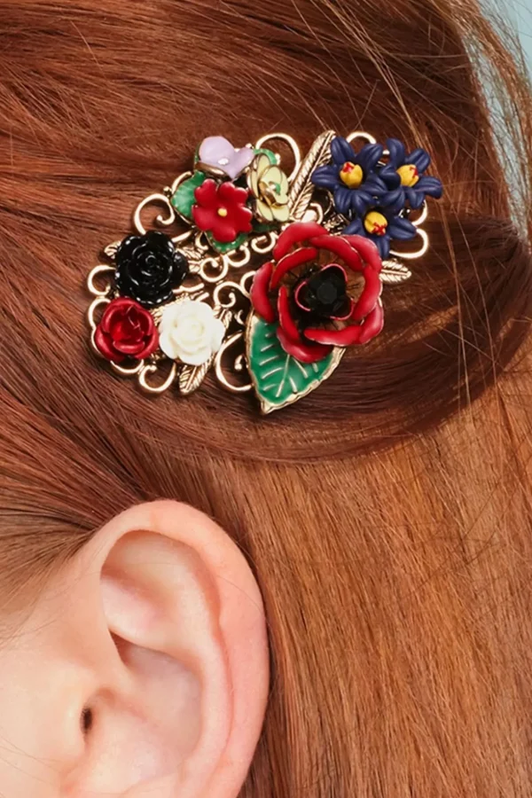 Freda Flower Cluster Haarclip En Broche In Goud En Multi-Lovely Outlet