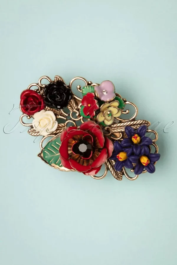 Freda Flower Cluster Haarclip En Broche In Goud En Multi-Lovely Outlet