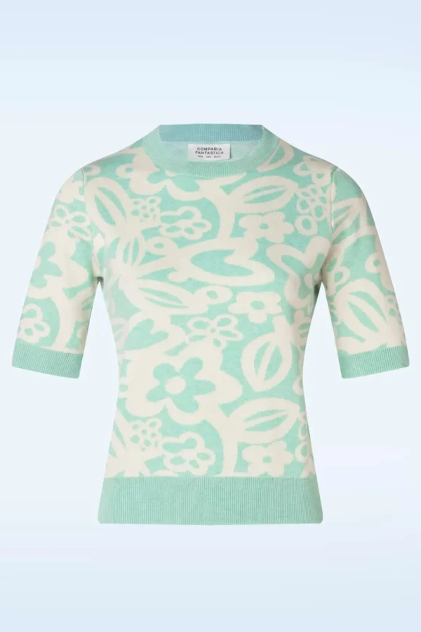 Freya Flower Jumper In Mintblauw-Compania Fantastica Sale