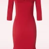 Gemma Pencil Jurk In Rood-Vintage Chic for Topvintage Cheap