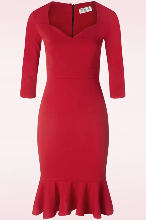 Gemma Pencil Jurk In Rood-Vintage Chic for Topvintage Cheap