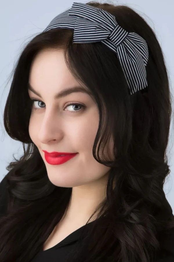 Genevieve Bow Haarband In Navy-Banned Retro Sale