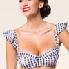 Gigi Gingham Bikinitop In Zwart En Wit-Belsira Cheap