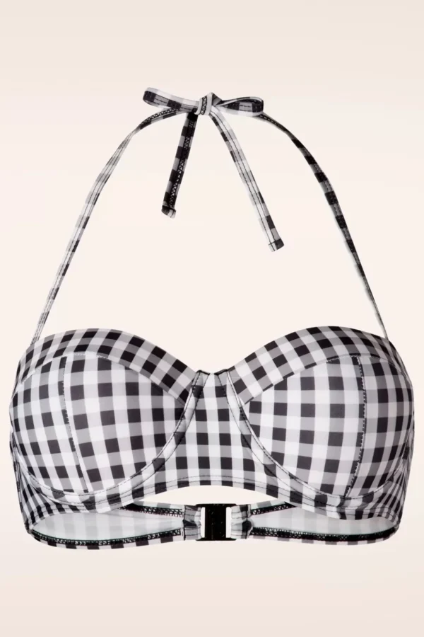 Gigi Gingham Bikinitop In Zwart En Wit-Belsira Cheap