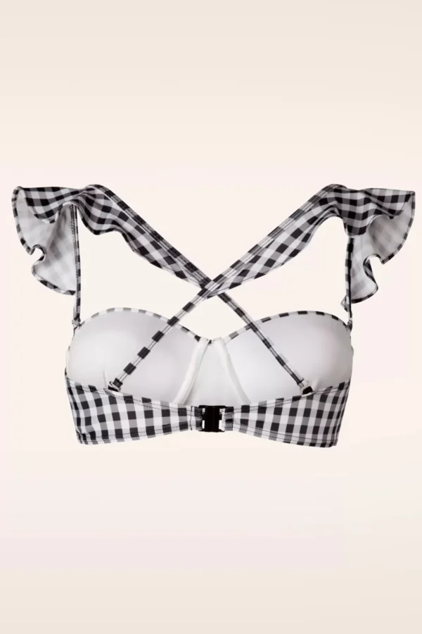 Gigi Gingham Bikinitop In Zwart En Wit-Belsira Cheap