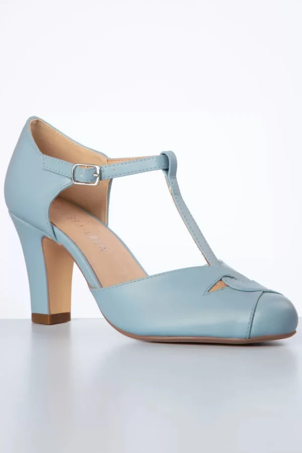 Glinda T-Strap Pumps In Zacht Blauw-Chelsea Crew Best Sale