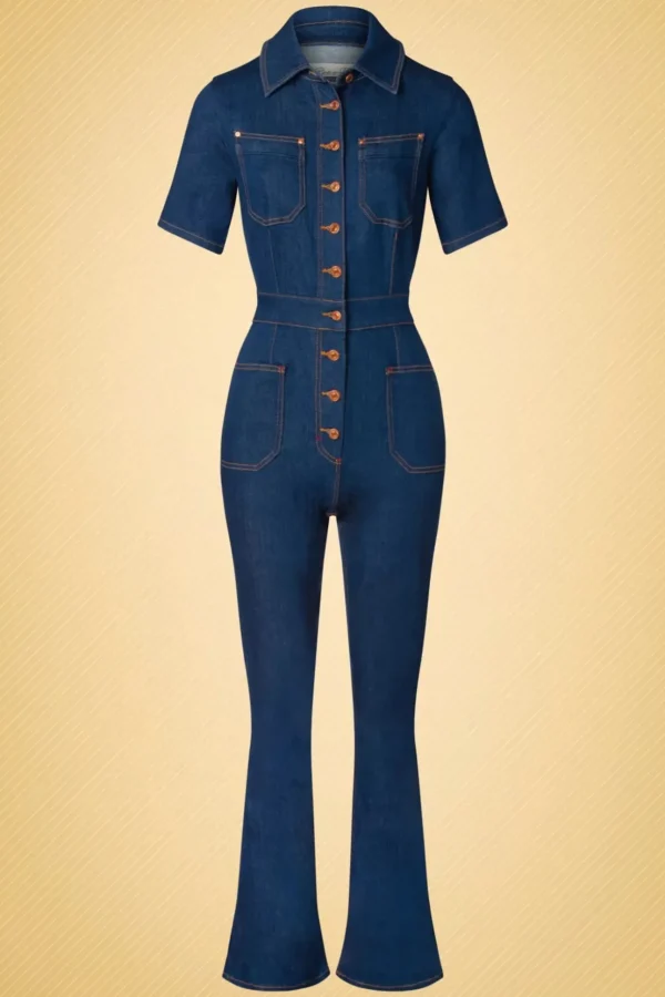 Gloria Lee Jumpsuit In Denimblauw-Rock-a-Booty Clearance