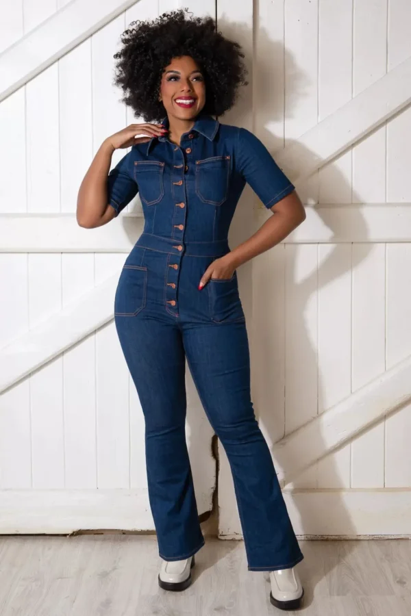 Gloria Lee Jumpsuit In Denimblauw-Rock-a-Booty Clearance